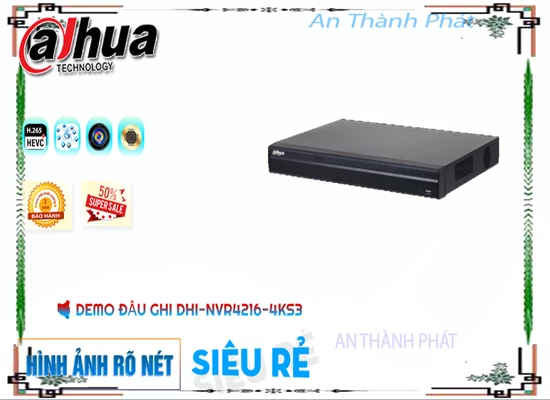 Lắp đặt camera tân phú ✪ Đầu Ghi Camera DHI-NVR4216-4KS3 Dahua Thiết kế Đẹp