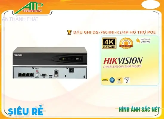 Lắp đặt camera tân phú Đầu Ghi Hikvision Chất Lượng DS-7604NI-K1/4P