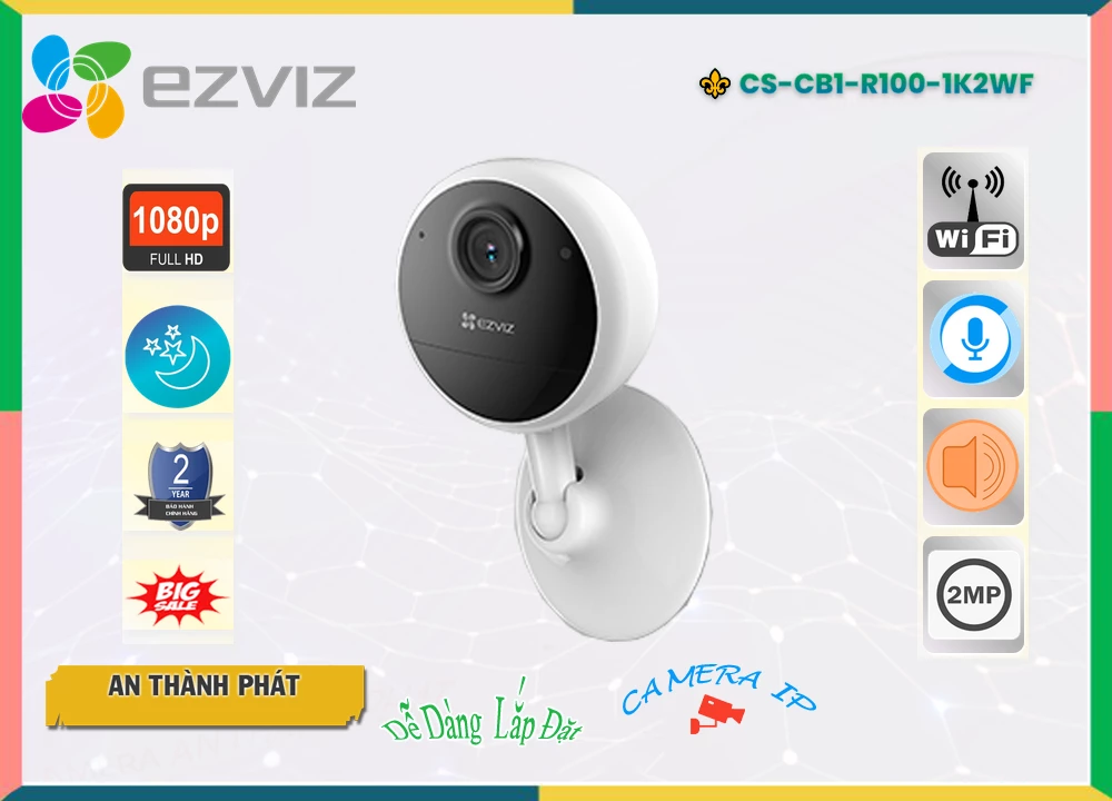 Camera Wifi Ezviz CS-CB1-R100-1K2WF,Chất Lượng CS-CB1-R100-1K2WF,CS-CB1-R100-1K2WF Công Nghệ Mới, IP Không Dây