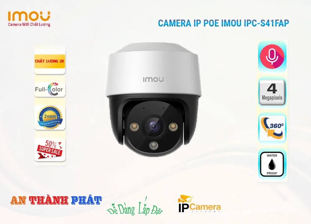 Camera IP POE Imou IPC-S41FAP,Giá IPC-S41FAP,IPC-S41FAP Giá Khuyến Mãi,bán Camera Giá Rẻ Wifi Imou IPC-S41FAP Sắc Nét