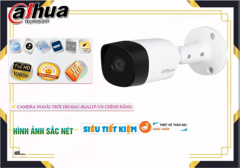 Camera Dahua DH-HAC-B2A21P-VN,thông số DH-HAC-B2A21P-VN, HD Anlog DH-HAC-B2A21P-VN Giá rẻ,DH HAC B2A21P VN,Chất Lượng