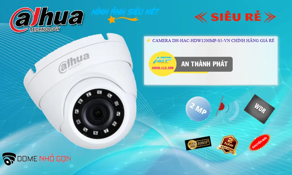 Camera An Ninh  Dahua DH-HAC-HDW1200MP-S5-VN Mẫu Đẹp