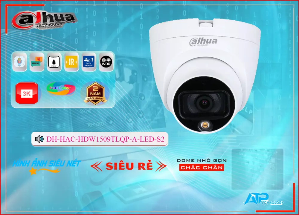 Camera Dome Dahua DH-HAC-HDW1509TLQP-A-LED-S2 Ghi Âm,DH-HAC-HDW1509TLQP-A-LED-S2 Giá rẻ,DH-HAC-HDW1509TLQP-A-LED-S2 Giá