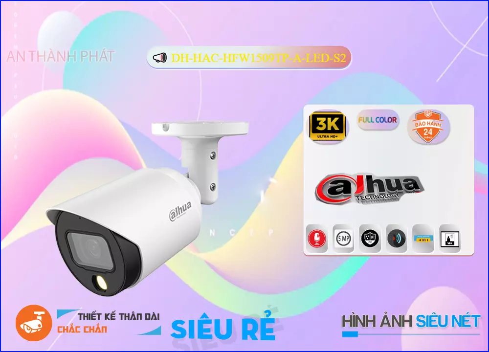 Camera Ghi âm Dahua DH-HAC-HFW1509TP-A-LED-S2,Giá HD Anlog DH-HAC-HFW1509TP-A-LED-S2,phân phối