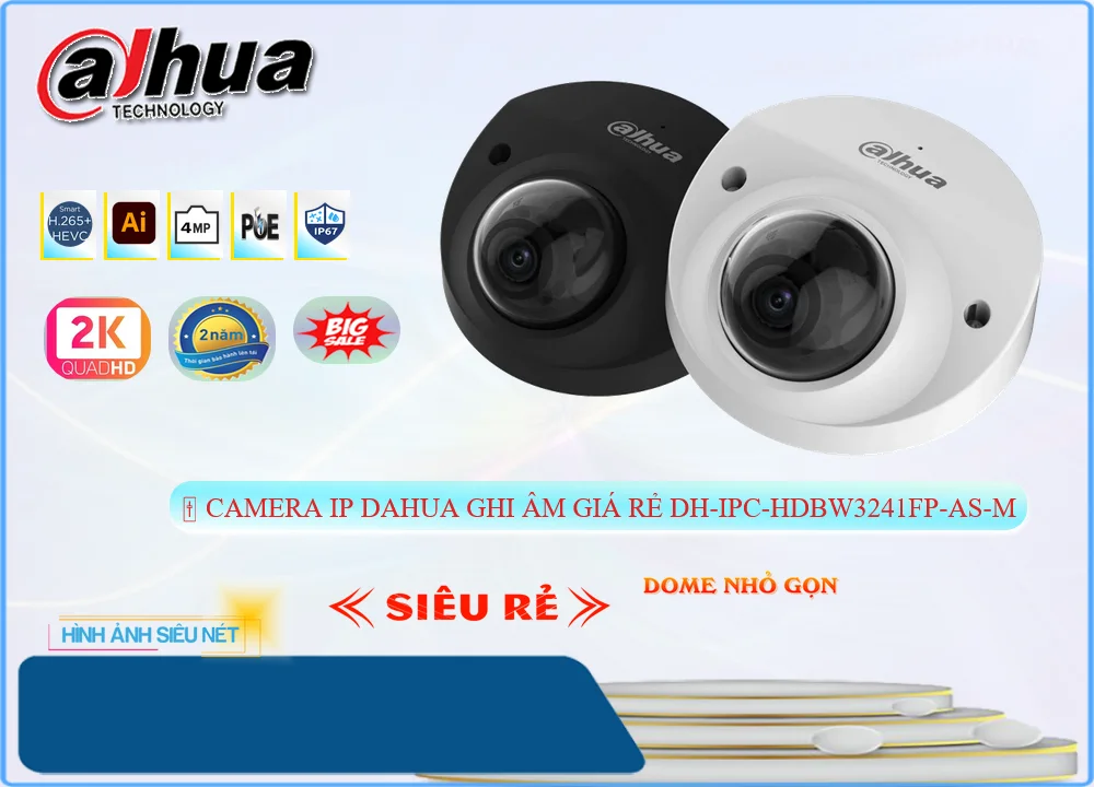 Camera IP Dahua DH-IPC-HDBW3241FP-AS-M,DH-IPC-HDBW3241FP-AS-M Giá Khuyến Mãi, Ip POE Sắc Nét DH-IPC-HDBW3241FP-AS-M Giá