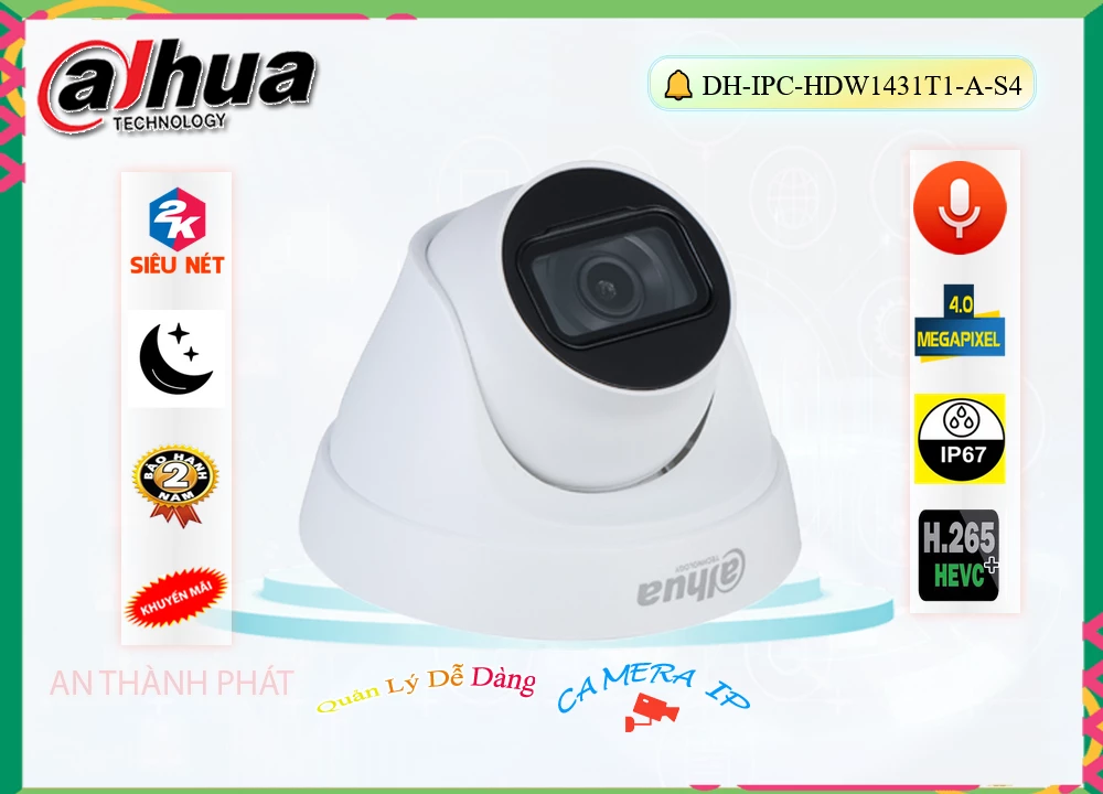Camera Dahua DH-IPC-HDW1431T1-A-S4,DH-IPC-HDW1431T1-A-S4 Giá rẻ,DH-IPC-HDW1431T1-A-S4 Giá Thấp Nhất,Chất Lượng Cấp Nguồ