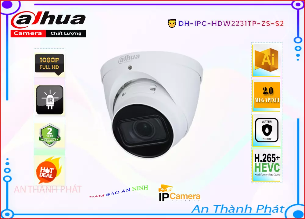 Camera IP Dahua DH-IPC-HDW2231TP-ZS-S2,DH-IPC-HDW2231TP-ZS-S2 Giá rẻ,DH-IPC-HDW2231TP-ZS-S2 Giá Thấp Nhất,Chất Lượng IP