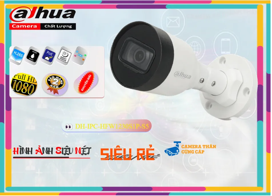 Camera Dahua DH-IPC-HFW1230S1P-S5,DH-IPC-HFW1230S1P-S5 Giá rẻ,DH IPC HFW1230S1P S5,Chất Lượng Camera An Ninh Dahua