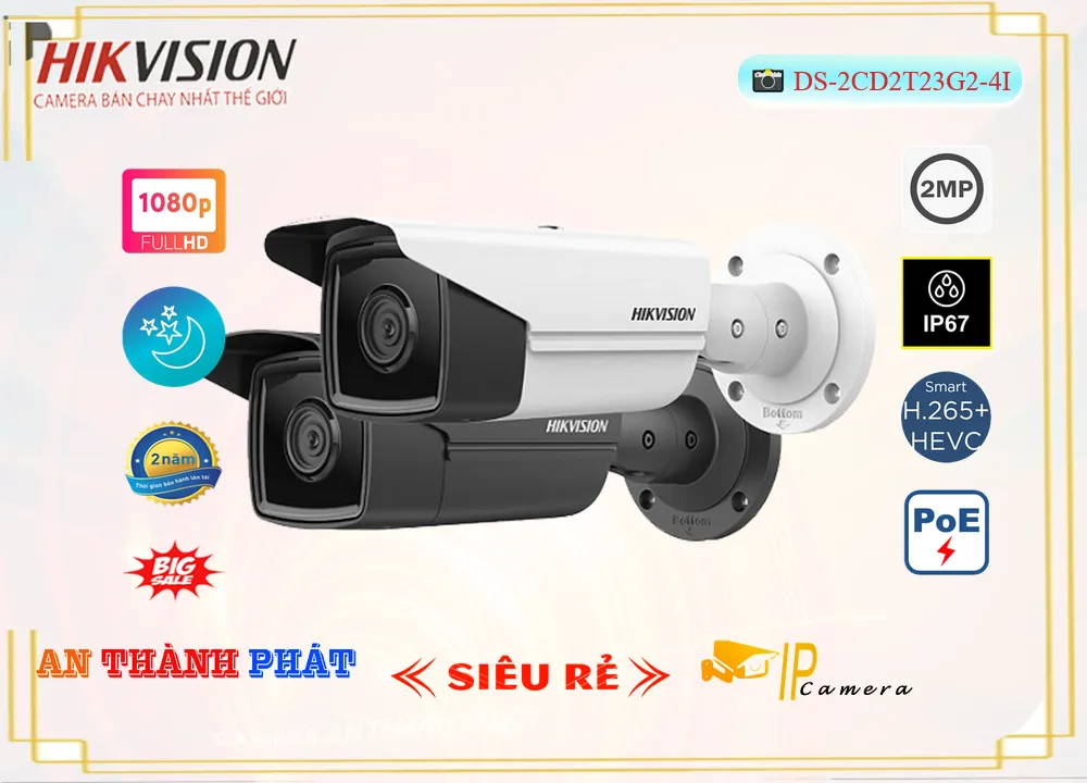 Camera Hikvision DS-2CD2T23G2-4I,Giá DS-2CD2T23G2-4I,phân phối DS-2CD2T23G2-4I,Camera DS-2CD2T23G2-4I Giá rẻ Bán Giá