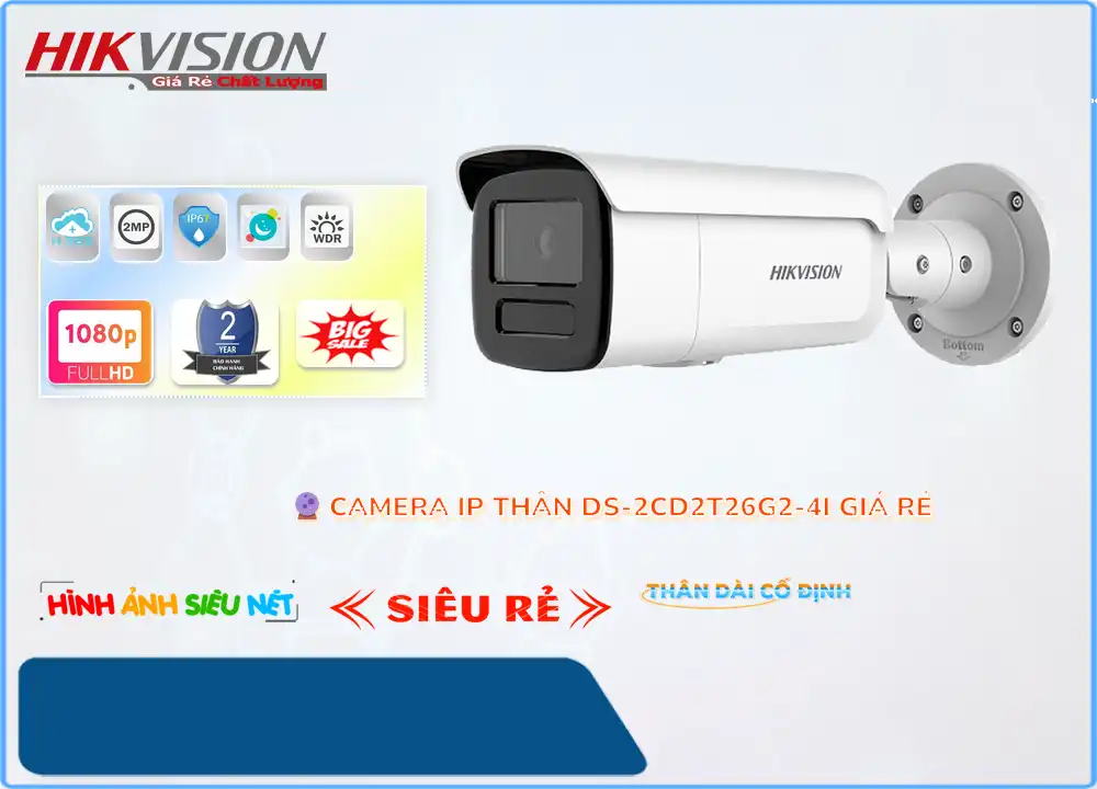 Camera An Ninh Hikvision DS-2CD2T26G2-4I Tiết Kiệm,DS-2CD2T26G2-4I Giá Khuyến Mãi, IP DS-2CD2T26G2-4I Giá