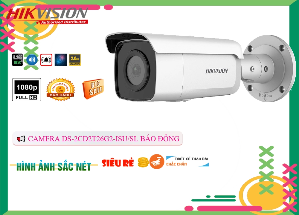 Camera Hikvision DS-2CD2T26G2-ISU/SL,DS-2CD2T26G2-ISU-SL Giá Khuyến Mãi, Cấp Nguồ Qua Dây Mạng DS-2CD2T26G2-ISU-SL Giá