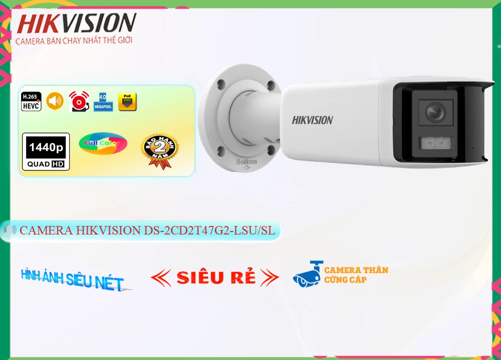 Camera Báo Động Hikvision DS-2CD2T47G2-LSU/SL,DS 2CD2T47G2 LSU/SL,Giá Bán Camera An Ninh Hikvision DS-2CD2T47G2-LSU/SL