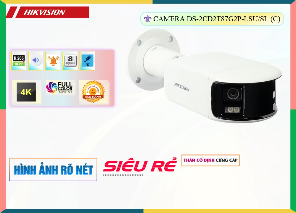 Camera Hikvision DS-2CD2T87G2P-LSU/SL(C),DS-2CD2T87G2P-LSU/SL(C) Giá Khuyến Mãi, IP DS-2CD2T87G2P-LSU/SL(C) Giá
