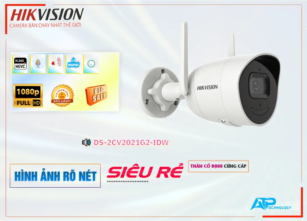 Camera Hikvision DS-2CV2021G2-IDW,DS-2CV2021G2-IDW Giá Khuyến Mãi, IP Không Dây DS-2CV2021G2-IDW Giá
