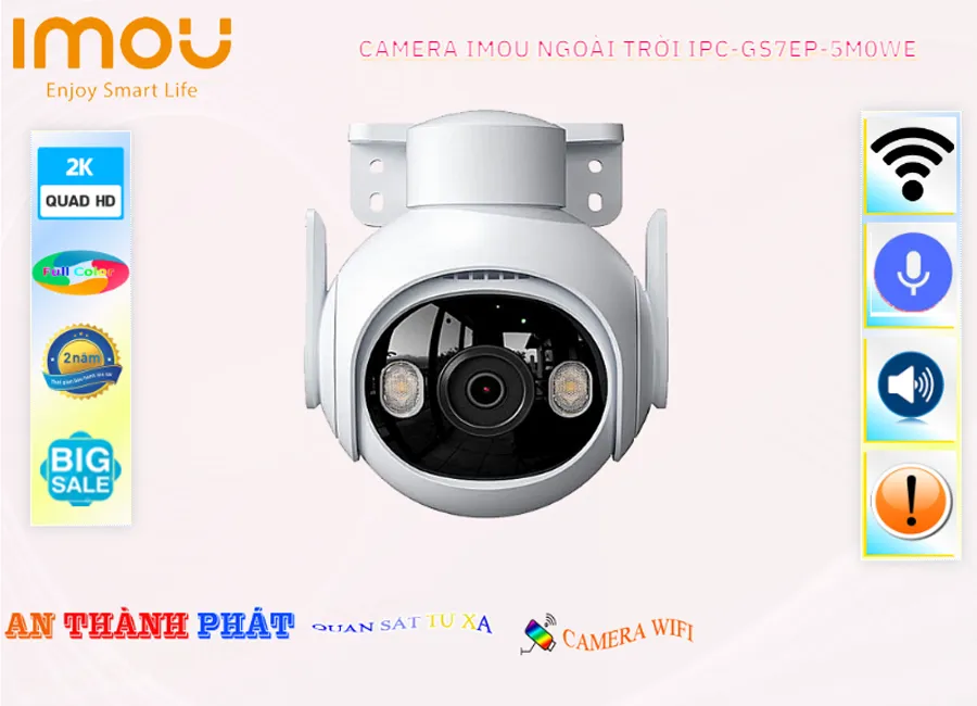 Camera Imou Ngoài Trời 360 IPC-GS7EP-5M0WE,IPC GS7EP 5M0WE,Giá Bán IPC-GS7EP-5M0WE Camera An Ninh Sắc Nét
