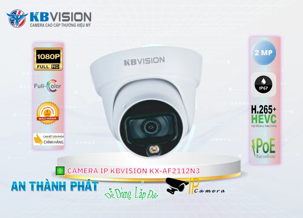 Camera IP Full Color Kbvision KX-AF2112N3,KX-AF2112N3 Giá rẻ,KX-AF2112N3 Giá Thấp Nhất,Chất Lượng Ip POE Sắc Nét
