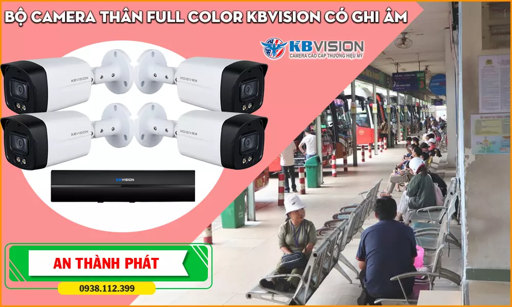 Bộ Camera Thân Full Color KBVISION, Camera có ghi âm, Camera Full Color KBVISION, Bộ Camera Thân KBVISION, Camera Thân