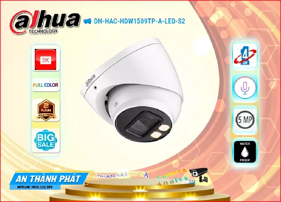 Lắp đặt camera tân phú Camera dome dahua DH-HAC-HDW1509TP-A-LED-S2 có ghi âm