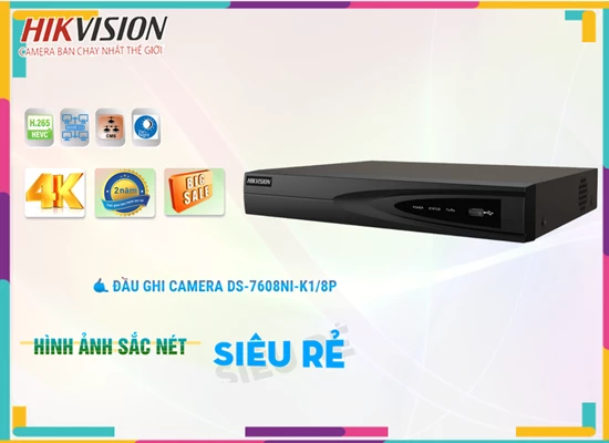Lắp đặt camera tân phú Đầu Ghi Hình Hikvision DS-7608NI-K1/8P