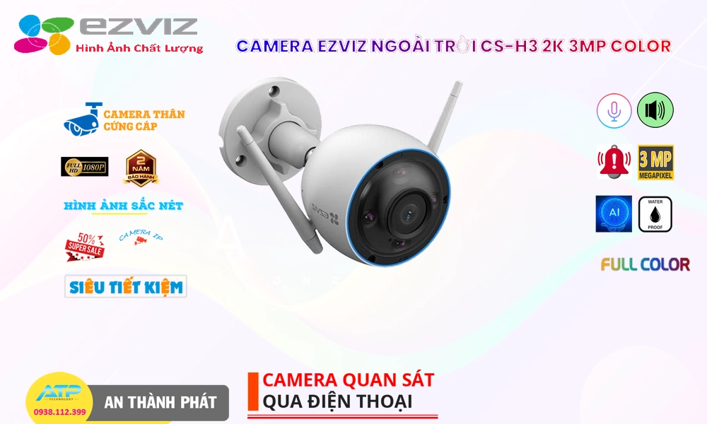 Camera Wifi IP CS-H3 2K 3MP Color Wifi Ezviz Chất Lượng ✲ Camera Wifi IP CS-H3 2K 3MP Color Wifi Ezviz Chất Lượng ✲