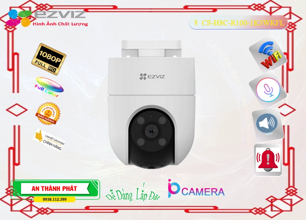 Camera Wifi Ezviz CS-H8c-R100-1K3WKFL,CS H8c R100 1K3WKFL,Giá Bán CS-H8c-R100-1K3WKFL Camera An Ninh Thiết kế Đẹp
