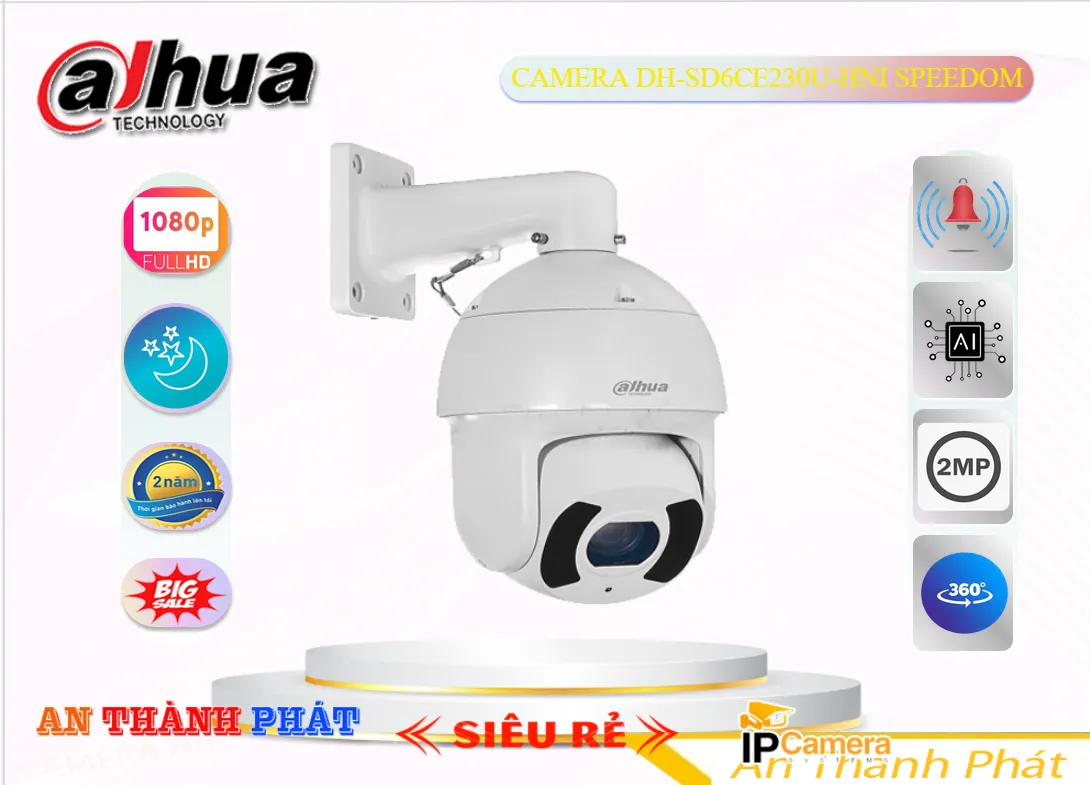 DH-SD6CE230U-HNI Camera Speedom Thông Minh,DH-SD6CE230U-HNI Giá Khuyến Mãi, Cấp Nguồ Qua Dây Mạng DH-SD6CE230U-HNI Giá