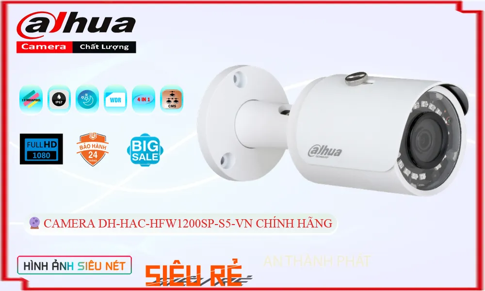Camera Dahua DH-HAC-HFW1200SP-S5-VN,DH-HAC-HFW1200SP-S5-VN Giá rẻ,DH HAC HFW1200SP S5 VN,Chất Lượng Camera An Ninh 