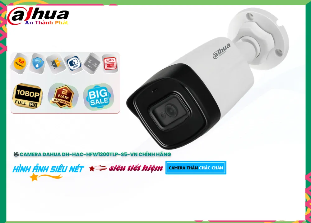 Camera Dahua DH-HAC-HFW1200TLP-S5-VN,Giá HD DH-HAC-HFW1200TLP-S5-VN,phân phối