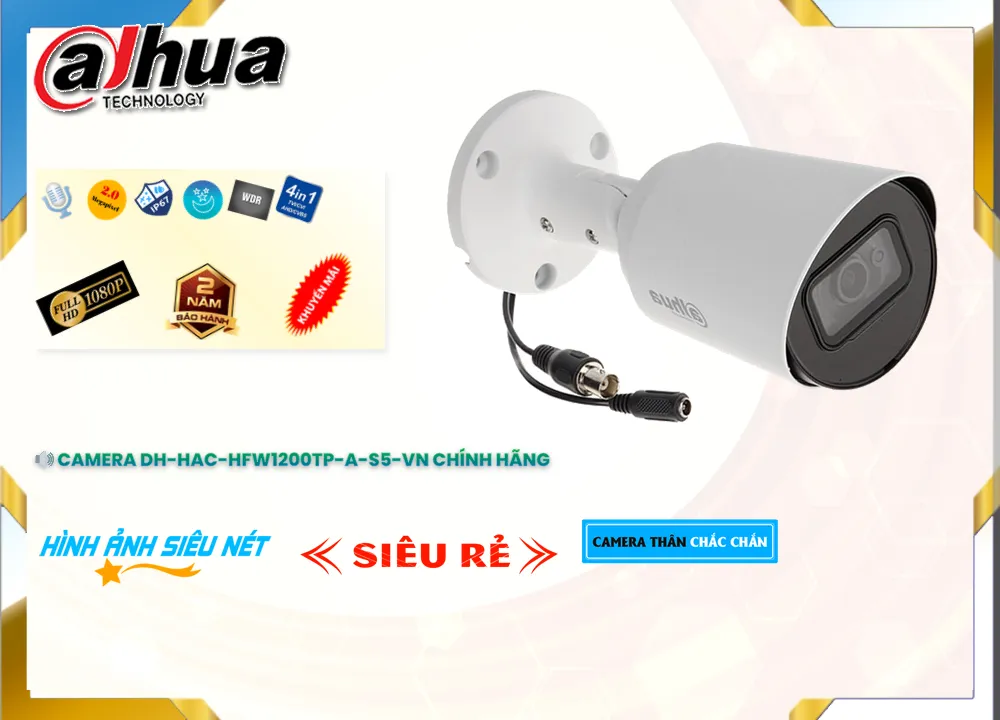Camera Dahua DH-HAC-HFW1200TP-A-S5-VN,DH HAC HFW1200TP A S5 VN,Giá Bán Camera Dahua Giá rẻ