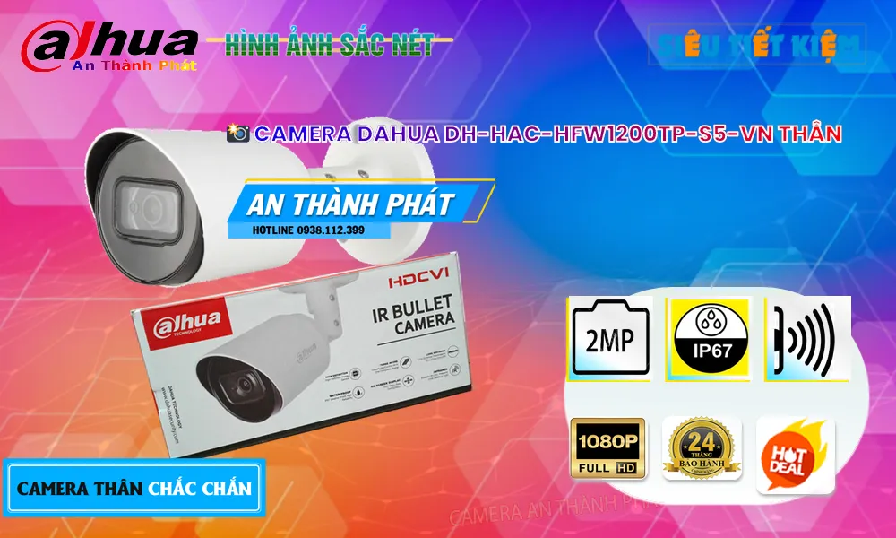 ☑ Camera An Ninh  Dahua DH-HAC-HFW1200TP-S5-VN Thiết kế Đẹp