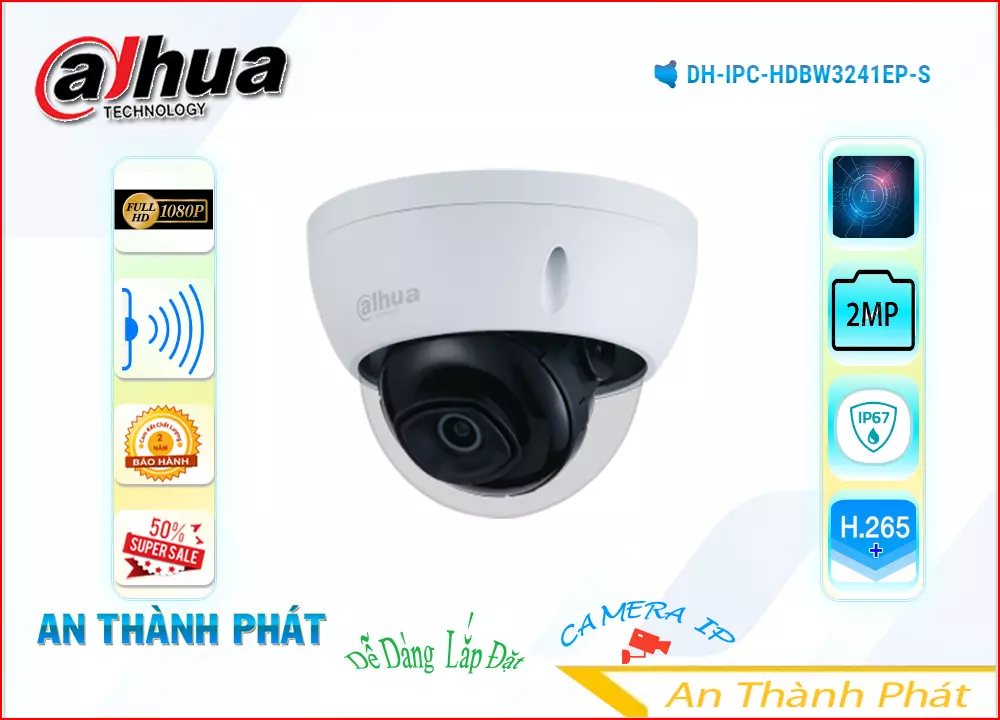 Camera IP Dome Dahua DH-IPC-HDBW3241EP-S,DH IPC HDBW3241EP S,Giá Bán DH-IPC-HDBW3241EP-S Camera Dahua Giá rẻ