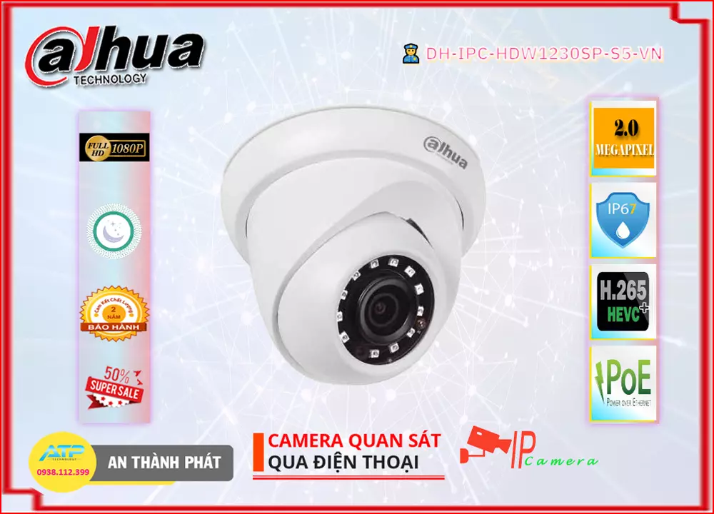Camera IP Dahua DH-IPC-HDW1230SP-S5-VN,DH-IPC-HDW1230SP-S5-VN Giá rẻ,DH-IPC-HDW1230SP-S5-VN Giá Thấp Nhất,Chất Lượng IP