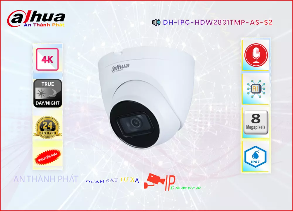 Camera dahua DH-IPC-HDW2831TMP-AS-S2,DH IPC HDW2831TMP AS S2,Giá Bán Camera DH-IPC-HDW2831TMP-AS-S2 Dahua