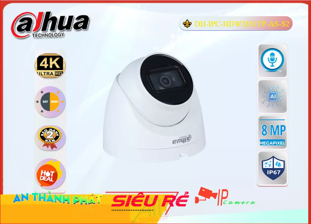 Camera IP Dahua DH-IPC-HDW2831TP-AS-S2,DH-IPC-HDW2831TP-AS-S2 Giá Khuyến Mãi, Công Nghệ POE DH-IPC-HDW2831TP-AS-S2 Giá