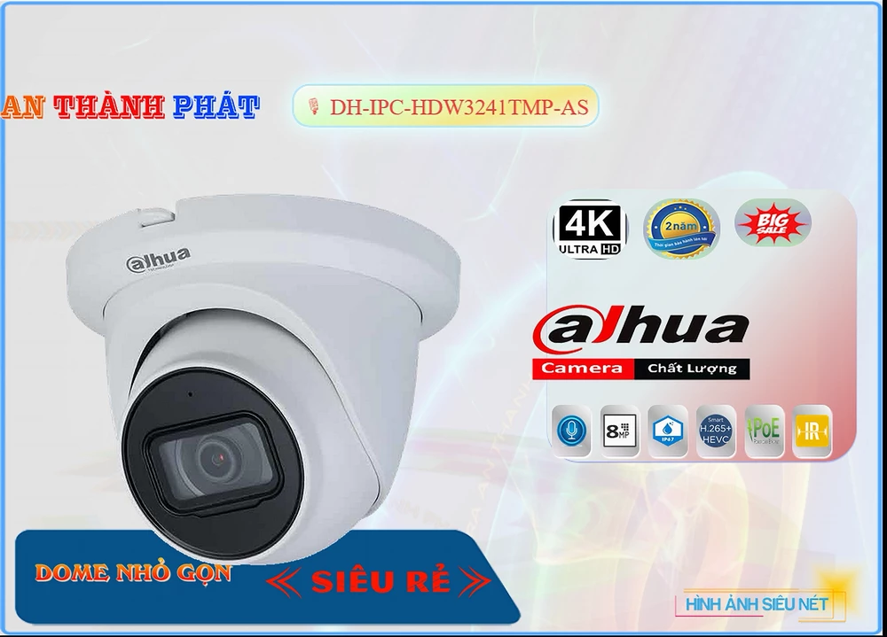 DH IPC HDW3241TMP AS,Camera Dahua DH-IPC-HDW3241TMP-AS,DH-IPC-HDW3241TMP-AS Giá rẻ, Công Nghệ POE DH-IPC-HDW3241TMP-AS