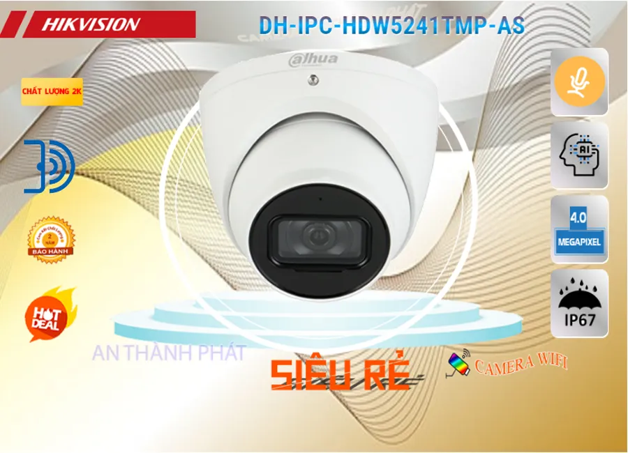 Camera IP Dahua DH-IPC-HDW5241TMP-AS,DH-IPC-HDW5241TMP-AS Giá Khuyến Mãi, Cấp Nguồ Qua Dây Mạng DH-IPC-HDW5241TMP-AS