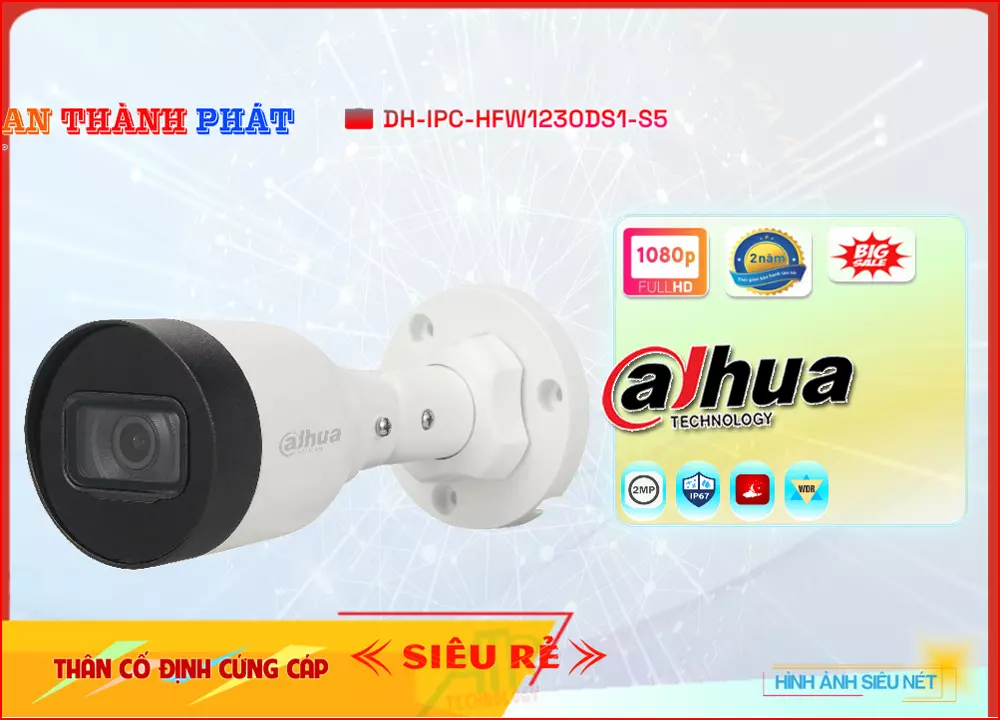 Camera IP DH-IPC-HFW1230DS1-S5 Ngoài Trời,Giá DH-IPC-HFW1230DS1-S5,DH-IPC-HFW1230DS1-S5 Giá Khuyến Mãi,bán