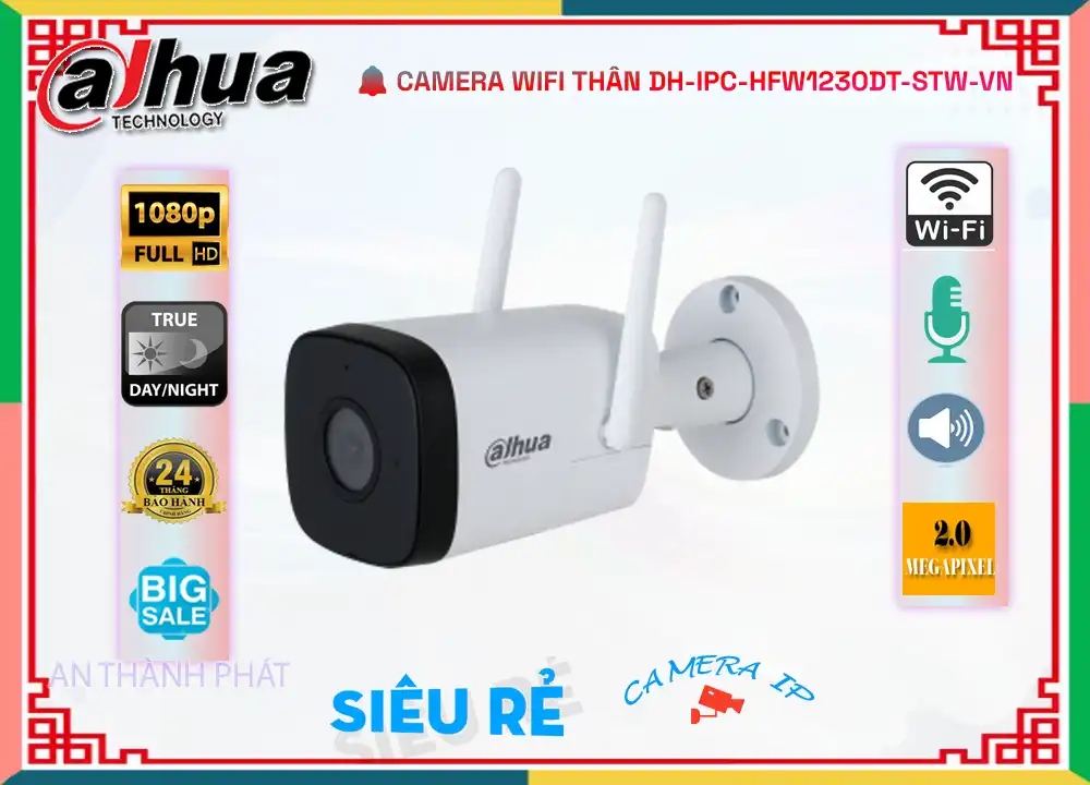Camera Dahua DH-IPC-HFW1230DT-STW-VN,DH-IPC-HFW1230DT-STW-VN Giá Khuyến Mãi, Wifi IP DH-IPC-HFW1230DT-STW-VN Giá