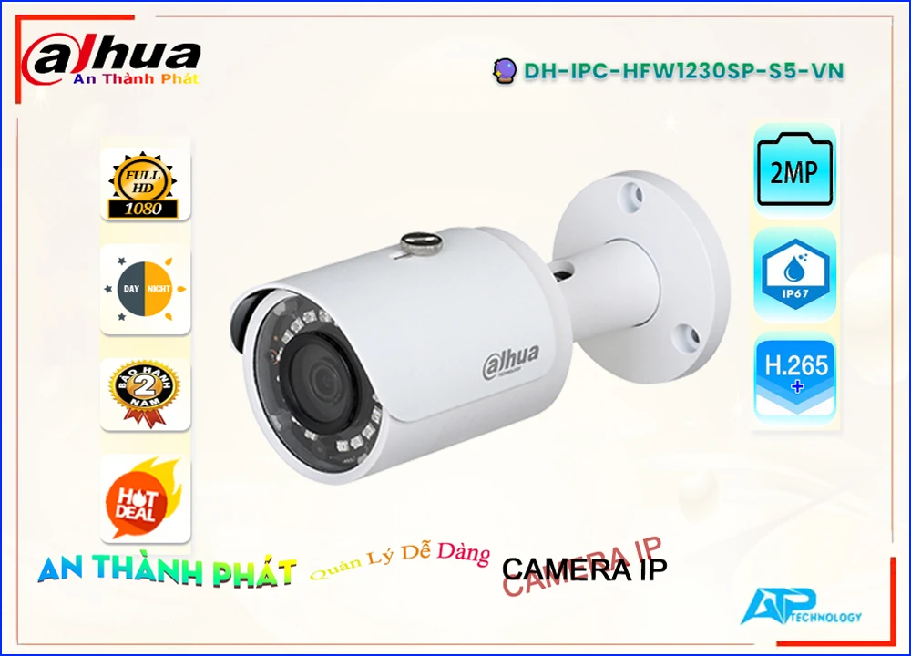 DH IPC HFW1230SP S5 VN,Camera IP Dahua DH-IPC-HFW1230SP-S5-VN,DH-IPC-HFW1230SP-S5-VN Giá rẻ, Cấp Nguồ Qua Dây Mạng