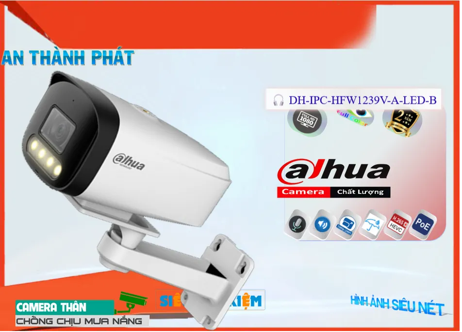 Camera Dahua DH-IPC-HFW1239V-A-LED-B,DH IPC HFW1239V A LED B,Giá Bán Camera DH-IPC-HFW1239V-A-LED-B Thiết kế Đẹp