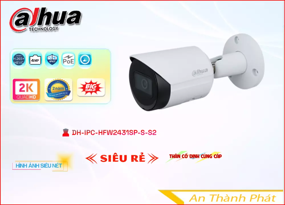 Camera ip dahua DH-IPC-HFW2431SP-S-S2,DH-IPC-HFW2431SP-S-S2 Giá Khuyến Mãi, IP POEDH-IPC-HFW2431SP-S-S2 Giá