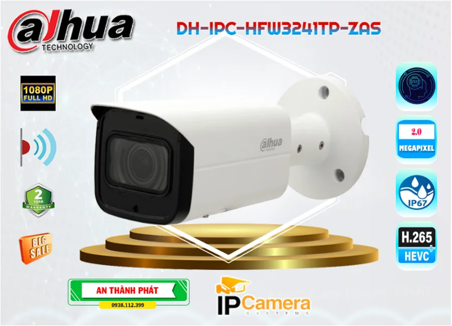 Camera IP Dahua Thân DH-IPC-HFW3241TP-ZAS,thông số DH-IPC-HFW3241TP-ZAS, Cấp Nguồ Qua Dây Mạng DH-IPC-HFW3241TP-ZAS Giá
