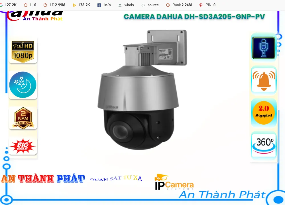 DH SD3A205 GNP PV,Camera Dahua DH-SD3A205-GNP-PV 360,Chất Lượng DH-SD3A205-GNP-PV,Giá Cấp Nguồ Qua Dây Mạng