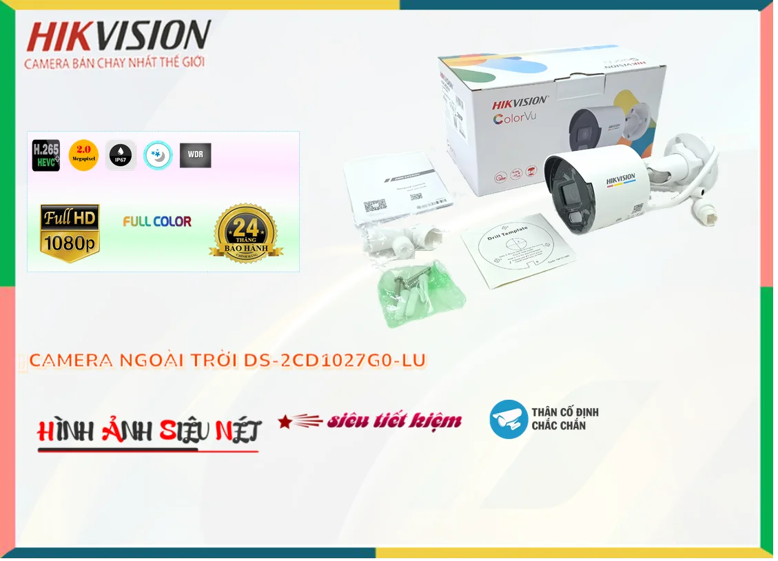 Camera Hikvision Full Color DS-2CD1027G0-LU,DS-2CD1027G0-LU Giá rẻ,DS 2CD1027G0 LU,Chất Lượng DS-2CD1027G0-LU Hikvision