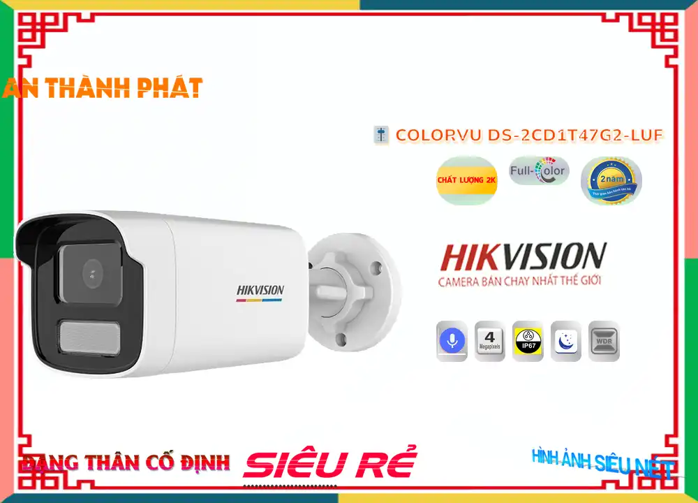 Camera An Ninh Hikvision DS-2CD1T47G2-LUF Giá rẻ ✅,DS 2CD1T47G2 LUF,Giá Bán Camera An Ninh  Hikvision DS-2CD1T47G2-LUF