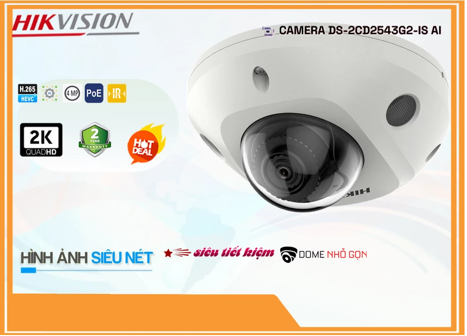 Camera IP Hikvision DS-2CD2543G2-IS,DS-2CD2543G2-IS Giá Khuyến Mãi, Cấp Nguồ Qua Dây Mạng DS-2CD2543G2-IS Giá