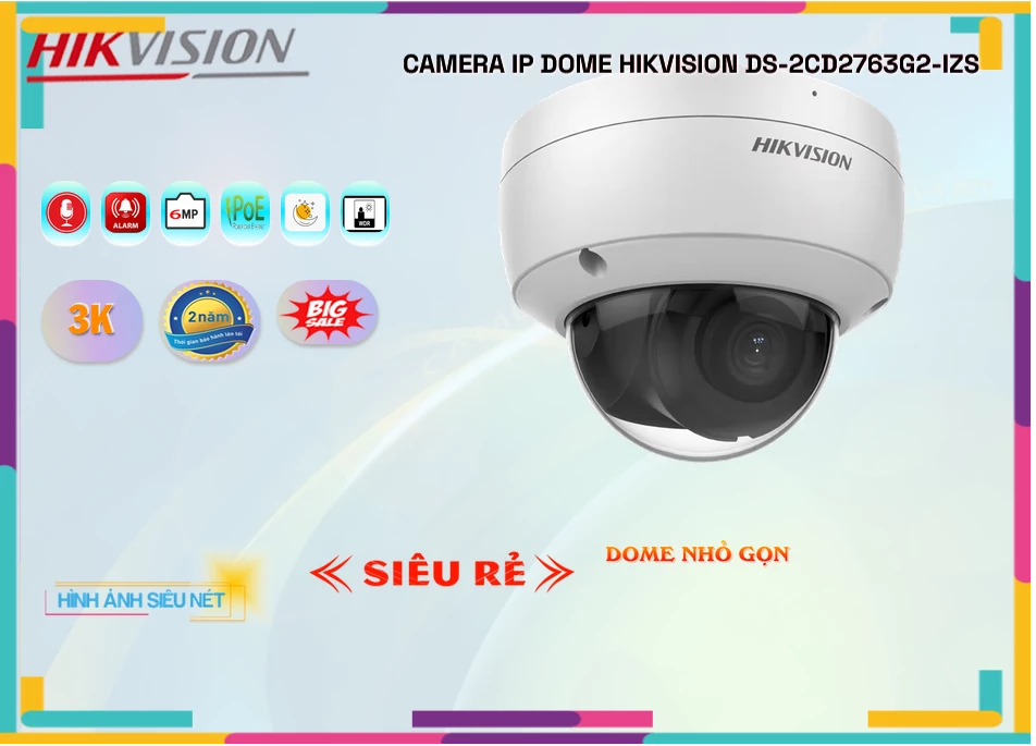 Camera IP 6MP Hikvision DS-2CD2763G2-IZS,thông số DS-2CD2763G2-IZS,DS 2CD2763G2 IZS,Chất Lượng