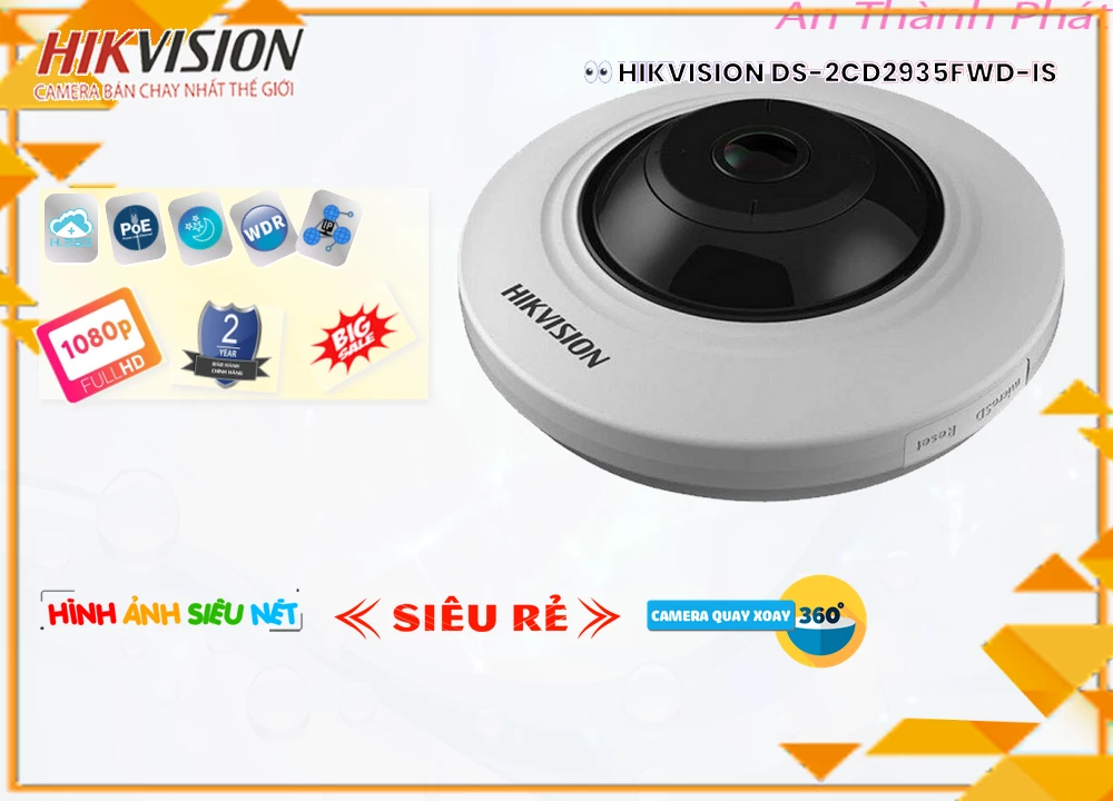 Camera Mắt Cá Hikvision DS-2CD2935FWD-IS,Giá Cấp Nguồ Qua Dây Mạng DS-2CD2935FWD-IS,phân phối