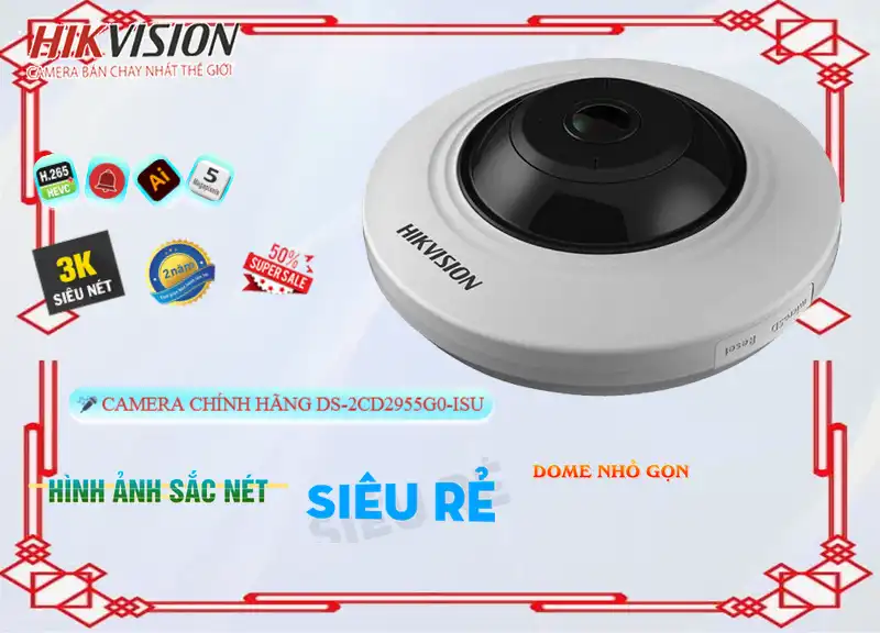 DS 2CD2955G0 ISU,DS-2CD2955G0-ISU Camera Hikvision Thiết kế Đẹp,DS-2CD2955G0-ISU Giá rẻ, HD IP DS-2CD2955G0-ISU Công