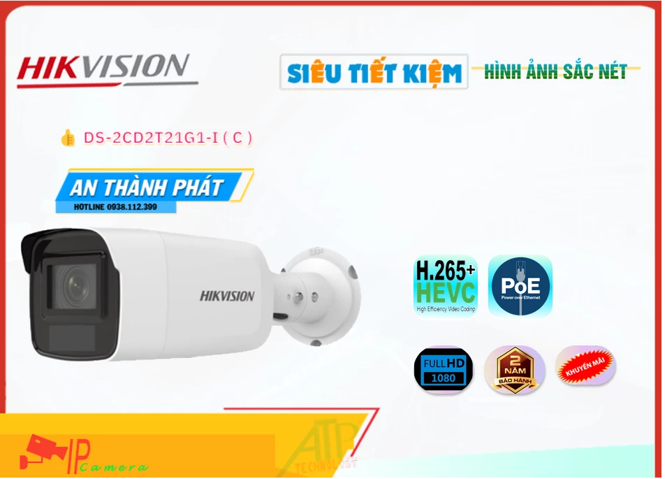 Camera Hikvision DS-2CD2T21G1-I(C),Giá DS-2CD2T21G1-I(C),DS-2CD2T21G1-I(C) Giá Khuyến Mãi,bán Camera DS-2CD2T21G1-I(C)